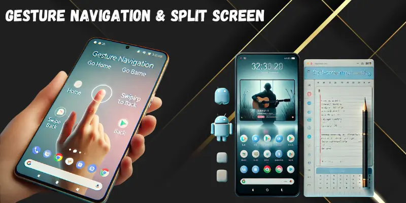 Gesture Navigation & split screen two images in one frame